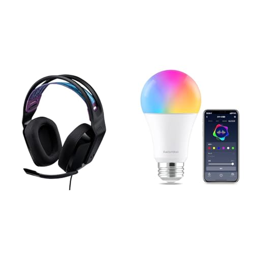 【ゲーミングルームアップデートセット】 Logicool G ゲーミングヘッドセットG335BK + SwitchBot LED電球 スマートライト