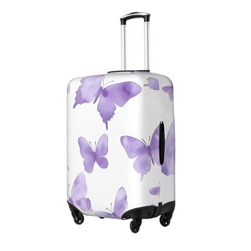 Purple Butterfly Elastic Travel Luggage Cover, Washable Spandex Suitcase Protector, Anti-Scratch Fits 18-32 Inch2