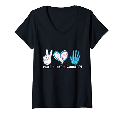Donna Pace Love Radiology Tech X-Ray regali per uomini donne Rad RTR Maglietta con Collo a V