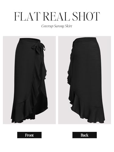 CUPSHE Women's Sarong Cover Up Chiffon Swimwear Wrap Skirt Self Tie Ruffle Beach Cover Ups4