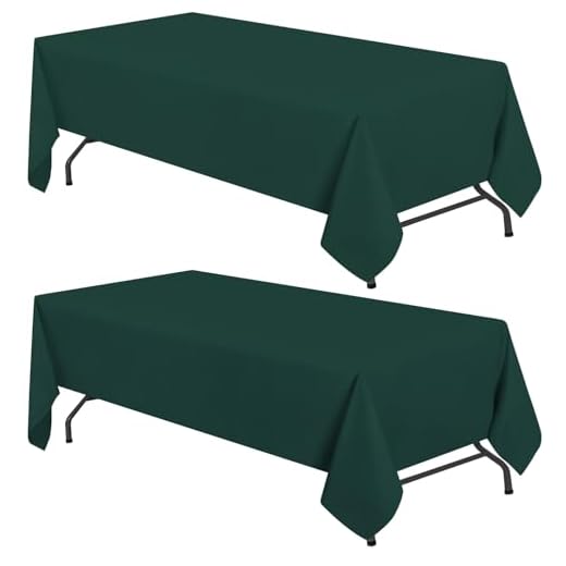White Classic Green Tablecloths for Rectangle Tables [60x102 Inch] Green Table Clothes for 6 Foot Rectangle Tables, 200 GSM Washable Fabric Stain and Wrinkle Resistant [2 Pack]
