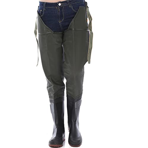 Pantalones De Pesca Impermeables De Punto Para Hombre, Zapatos De Agua Hasta La Rodilla, Pantalones De Pierna De PVC, Botas De Pesca Antideslizantes Para Exteriores, Botas De Pesca,Verde,45 EU