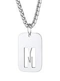 ✌【❥Design】Collier lettre homme raffiné accompagne une jolie pendentif plaque avec initiale creusant en acier inoxydable couleur argent/or/noir. Bijoux collier avec la plaque,stylé et tendance. Collier avec initiale pour homme original, le bijou indispensable pour parfaire un look. Quel que soit votre style, misez sur nos colliers pour mieux briller.