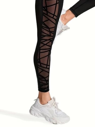 Butt Lifting Women's Sports Yoga Leggings, Mesh Stitching Pockets Tight Sports Pants3