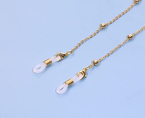 Image of ONLYKXY 1pcs Metal Glasses Chain Holder Eyewear Retainer Eyeglass Straps Elegant Retro Sunglasses Lanyard Necklace Decorative Chain(Gold Bead - Gold Chain)