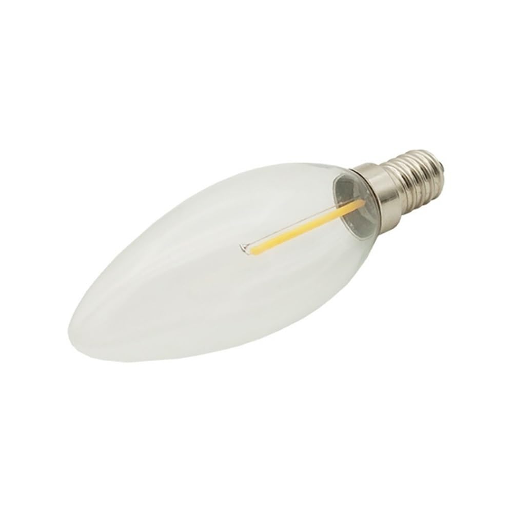 RZL Lighting, Paquete de 50 bombillas LED de filamento DC12V C35 E14/E12 1/2/3W, bombillas de cristal puntiagudas, fuente de luz, bombillas LED vintage for araña.(6500K Cool White,12V E12 3W)