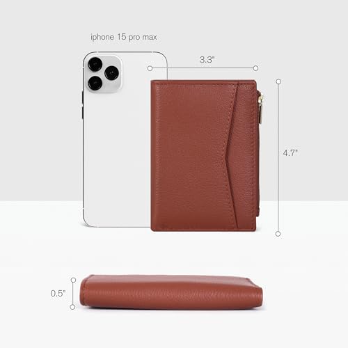 Image of Oak Leathers Leather Wallet For Women - Small RFID Coin Purse Credit Card & ID Holder for Ladies, Gift for Women's, Bifold Wallets (Nappa Cognac)