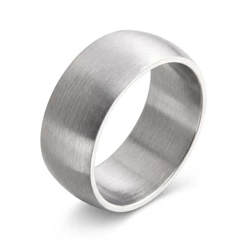 meditoys · Bague en acier inoxydable pour femmes et hommes · Bague à bande de 200, 205 ou 305 mm de large · Argent mat/brossé ou argent poli brillant, Acier...