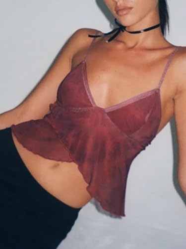 Xineicy Camisole for Women Y2K Crop Top Sexy Spaghetti Strap Sleeveless Cami Top Halter Top Backless Summer Tops3