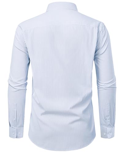 Mens Dress Shirts Long Sleeve Button Down Shirt Wrinkle Free Stripe Dress Shirt Regular Fit Business Casual Shirts 6