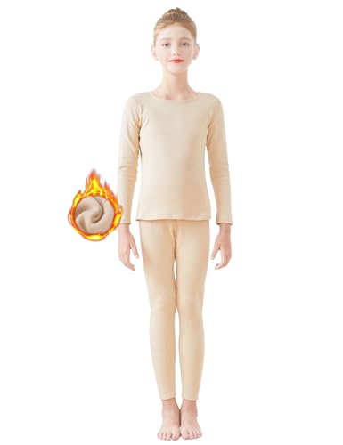 Dayrose Girls Underwear Set, Long Sleeve Girls Base Layer Set with Top and Long Johns for Ballet/Gymnastics