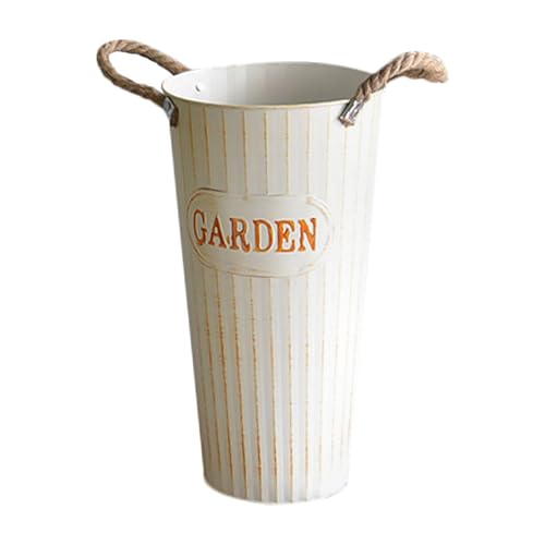 Vase à fleurs en fer beige rétro pour décorer un bureau - 2