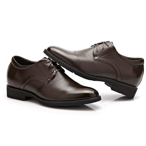 Battle Men Men’s 2-Inch Elevator Leather Oxford Shoes, 2" Taller Derby Perforated Dress Shoes for Business Meetings Job Interviews Wedding2