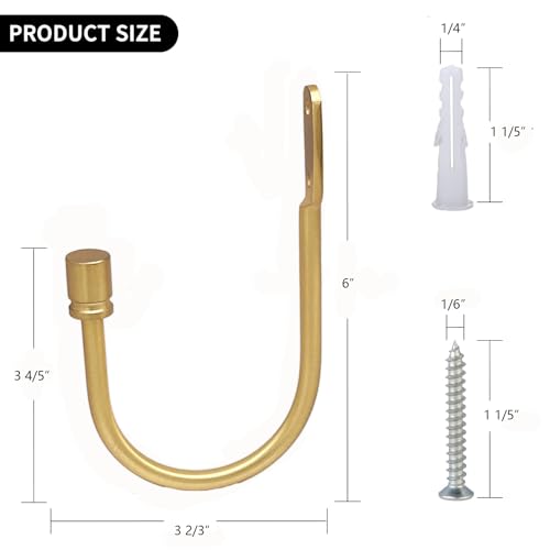 Dark Gold Curtain Holdbacks, Solid Steel Drapery Tiebacks, Wall Mounted Window Drape Hooks, Set of 2 by ARNORX - Image 4