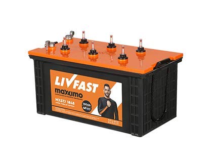 Livfast Maxximo Short Tubular Jumbo Battery, Model MXSTJ 1848, 150 Ah, Black