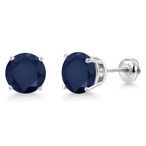 Gem Stone King 14K White Gold Gemstone Birthstone Screw Back