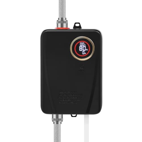Calentador de agua eléctrico de 3500 W, mini calentador de agua de cocina, calentador de agua eléctrico instantáneo con indicador de temperatura LED y protección IPX4, rango de temperatura de 20 ~ 50