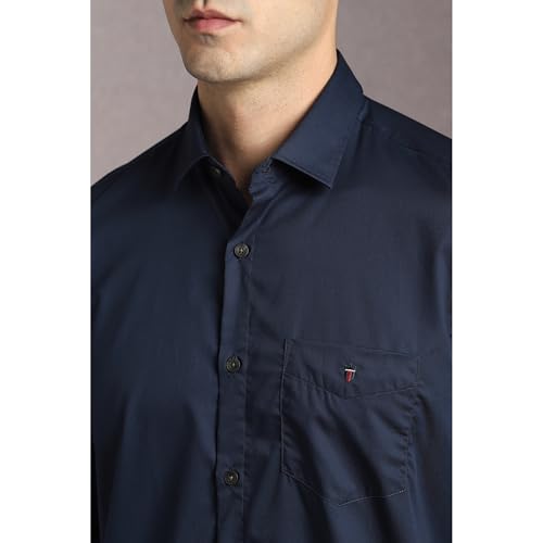 Image of Louis Philippe Men's Slim Fit Signature Oxford Easy Care, Natural Stretch Full Sleeve Solid Casual Shirt, Cotton