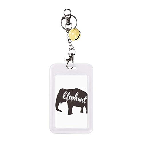Badge éléphant noir et blanc anti-perte avec cloche jaune pour pochette carte