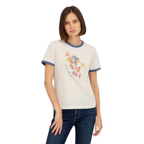 Spyder Womens Floral Chase The Sun Graphic Short Sleeve Tee T-Shirt Peach Blush M