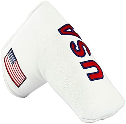 PINMEI Golf Blade Putter Cover Golf Putter Headcover Synthetic Leather Closure for Scotty Cameron Odyssey Blade Taylormade Ping (White)