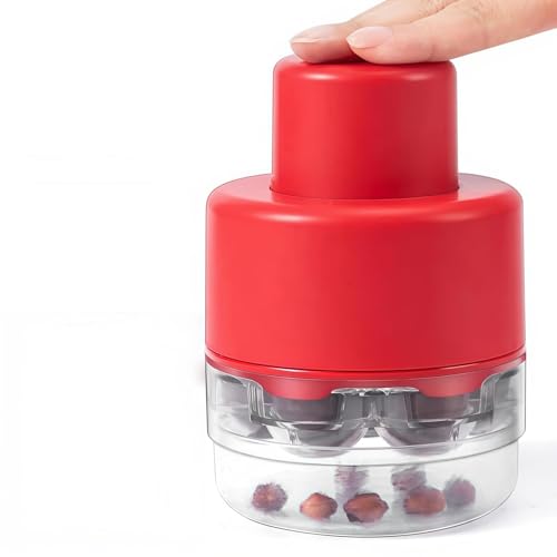 7-en-1 Denoyauteur Cerise, Denoyauteur Olives en 7 Trous, Dénoyauteur Manuel Cherry Corer Multifonctionnel pour Faire la Cerises Confiture,Cuisine (Rouge)