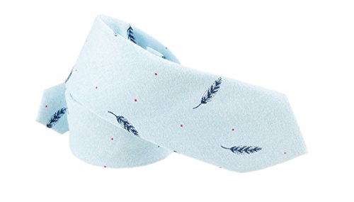 XueXian Cravate étroite en lin pour homme Bleu glacier