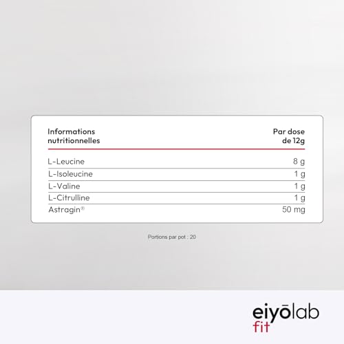 BCAA 8.1.1 | Acides Aminés en Poudre | 8g de Leucine + 1g de Citrulline & AstraGin® | Construction et Récupération Musculaire | Efficace Contre l’Acide Lactique | Mangue Passion 250g | Eiyolab – Image 6