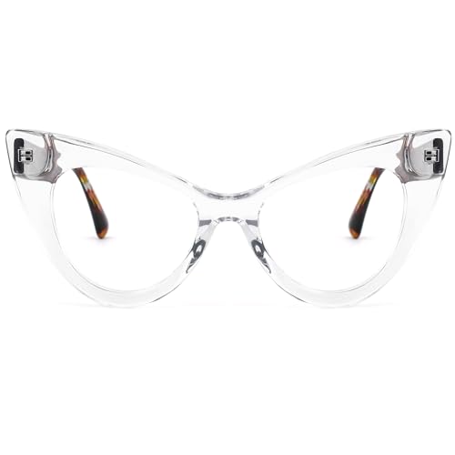 Image of Zeelool Retro Cat Eye Glasses for Women Eyeglasses Frame with Non-prescription Clear Lens ZJGA747707-01 Crystal