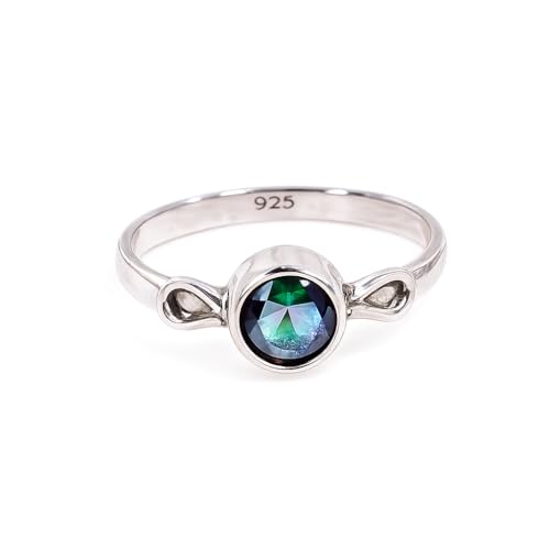 Bague ronde quartz mystique argent 925 idée cadeau anniversaire