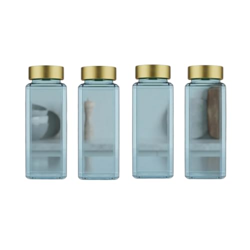 Image of CROCO JAR Wide Mouth Glass Water Bottle with Leak-Proof Airtight Double Layer Stainless Steel Lid for Water, Smoothie, Juices (500ML BLUE GOLDEN PK4)