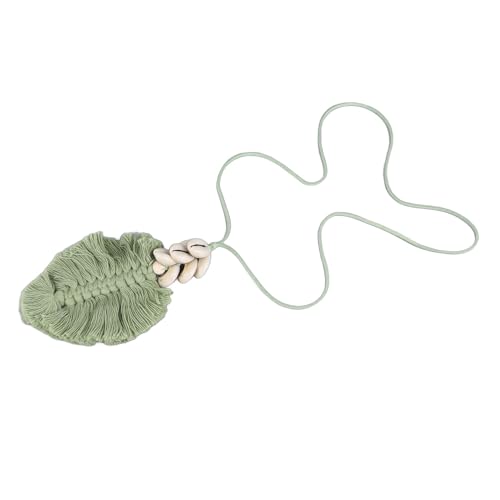 Rankomu Collar largo de borla con aspecto de hoja, collar largo de borla de estilo bohemio, colgante de hoja verde hecho a mano, diseño pastoral casual, ideal para el verano, Multicolor, 60_x_180_cm
