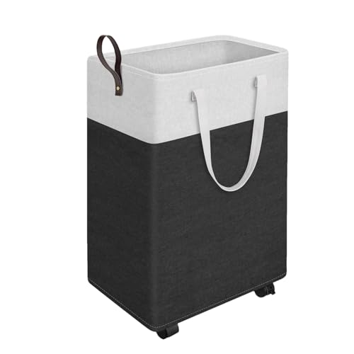Cesto portabiancheria oversize, contenitore per vestiti, cesto portabiancheria arrotolabile, grande cesto con ruote con manici, vasca per la biancheria con motivo impermeabile (44 x 33 x 61 cm)