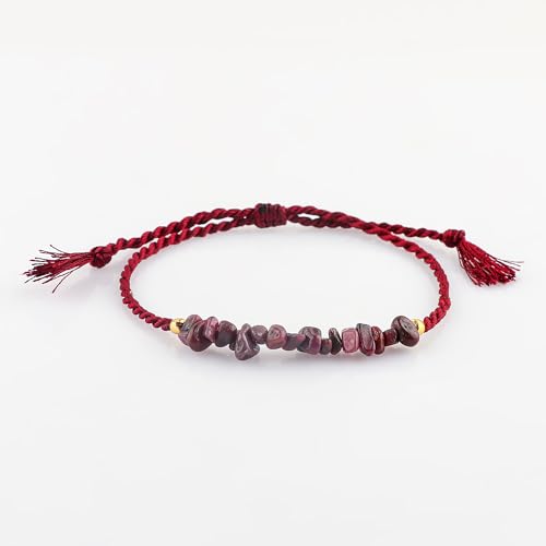 Pulsera trenzada artesanal con piedras naturales sin cortar miniatura 2