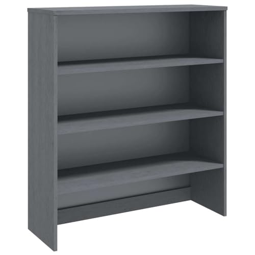 HFXHIJXQ HAMAR - Dessus de meuble haut - Gris foncé - En pin massif - 90 x 30 x 100 cm - Avec trois étagères - Buffet moderne polyvalent pour cuisine,...
