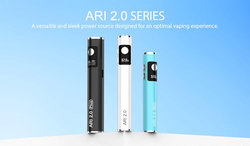 Ari 2.0 510 Threaded Vape Pen Battery, Alloy Body Design, 650mAh Battery, Variable Voltage Settings, Pre-Heat Setting - Black (No Nicotine) - Image 5
