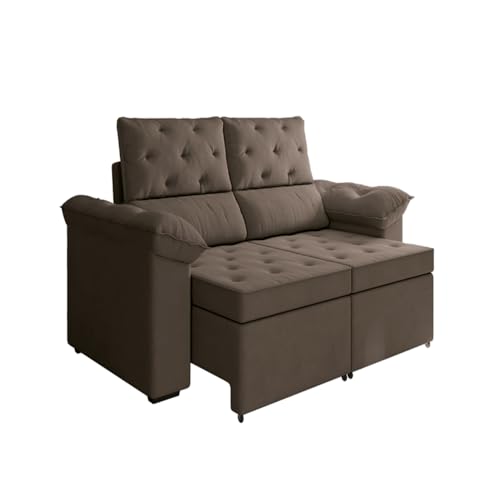 Sofá Retrátil 2 Lugares York Suede Marrom