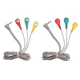 TIENFOKOTA 2 cavi di collegamento TENS ad angolo retto da 3,5 mm con connettori a scatto 1-a-3 cavo di massaggio EMS placcato oro per la stimolazione di ampie aree
