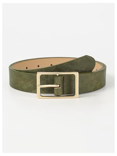 SHENHE Women's PU Leather Belt Gold Pin Buckle Rectangular Adjustable Elegant Belt3