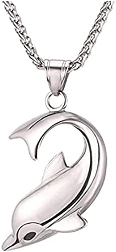 GZNP Collier Requin/Poisson/Dauphin Pendentif Animal Bijoux Hommes Garçons Collier avec Acier Inoxydable/Or/Plaqué Noir Pistolet/