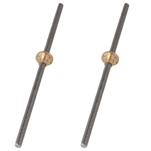 ETFBUY 2 Pieces Stainless Steel Lead Screw 0.8cm w/Brass Nuts for 3D Printing Repair