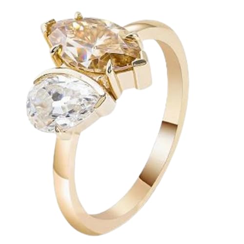 Bague anniversaire poire en moissanite, le cadeau parfait en pierre d'avril