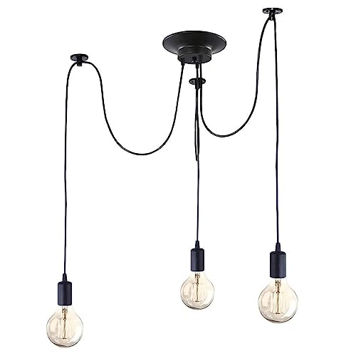 Lámpara colgante vintage E27 para solucionar techos altos con cable regulable 1.2m