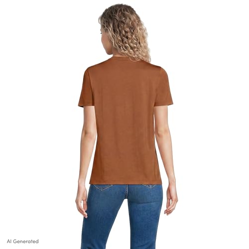 Image of Lands' End Women's Supima V-Neck T-Shirt | American-Grown Supima Cotton, Relaxed Fit, Straight Hem, Tagless, Layering, Petite and Plus Sizes