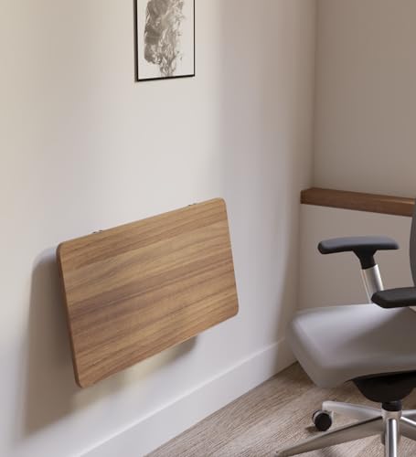 Image of COUCH CULTURE Foldey Engineered Wood Office Table | Wall Mounted Table for Bedroom | Study Table for Students | 1 Year Warranty - Leon Teak