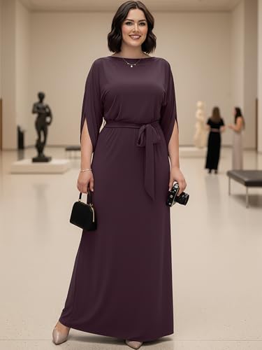 Image of KOH KOH Womens 2026 Flowy Formal Batwing Sleeve Evening Casual Gown