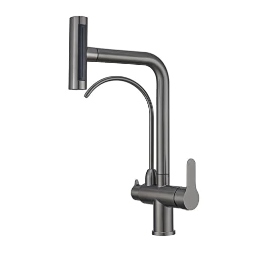 Robinet cascade de cuisine 4 vitesses avec douchette rotative 360° gris