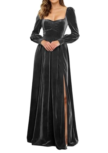 Robe demoiselle d'honneur pour mariage inoubliable - Satin col V manches longues