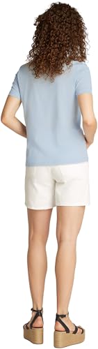 Tommy Hilfiger Camiseta de Manga Corta para Mujer Cuello Redondo, Azul (Breezy Blue), XL