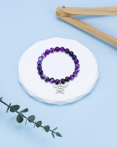 Image of LINY Inspirational Gifts for Women, Natural Stone Beads Stretch Stitch Bracelet Charm Jewelry Ohana Means Family Gifts Stitch Stuff for Women Love, Mom, Daughter, Niece, Sister